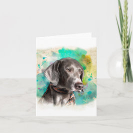 AKVARELLEN WEIMARANER NOTERAR KORTET MED KUVERTET KORT
