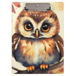 Akvareller av en liten uggla med vintageutseende