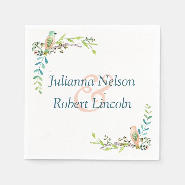 Akvarellfåglar servetter (Framsidan)