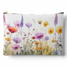 Akvarellfält med vilda blommor
