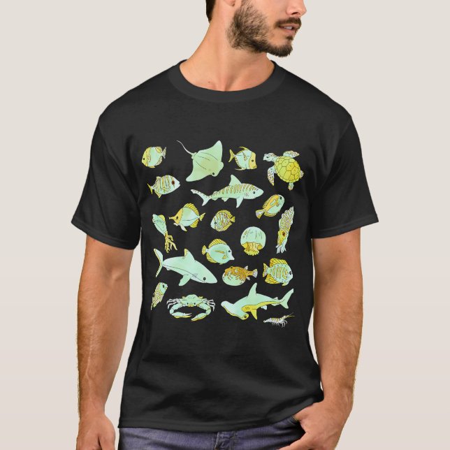 Akvarellfisk Gul T Shirt (Framsida)