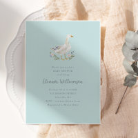 Akvarellgås Blommig Mint Whimsisk Bebis Baby Showe