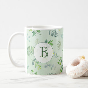 Akvarellgrönska Monogram Kaffemugg