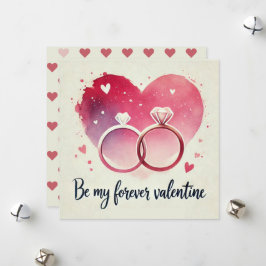 Akvarellhjärta med ringar – Var min för alltid Julkort