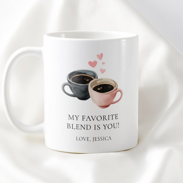 Akvarellhjärta Modernt Par Alla Hjärtans Dag Kaffemugg (Watercolor Heart Modern Couple Valentine's Day Coffee Mug)