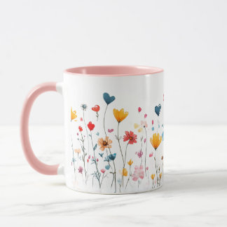 Akvarellhjärta WildFlowers Alla hjärtans dag-mugg Mugg