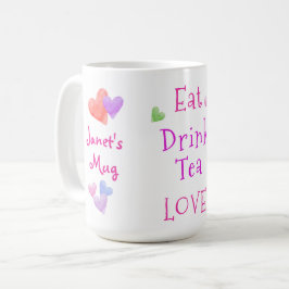 Akvarellhjärtan ÄT Drick Te LJUVAR Kaffemugg