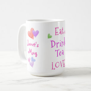 Akvarellhjärtan ÄT Drick Te LJUVAR Kaffemugg
