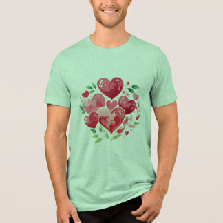 Akvarellhjärtan och grön lövverk RomantiT-tröja T Shirt