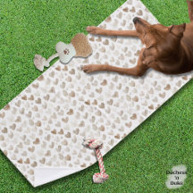 Akvarellhjärtmönster Mjuk Beige Husdjurs handduk