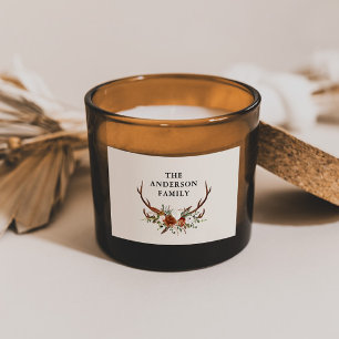 akvarellhjort blomster terrakotta modern elegant rektangulärt klistermärke