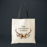 akvarellhjort blomster terrakotta modern elegant tygkasse<br><div class="desc">Modern elegant traditionell rustik hjortblomma skrift modern vacker festgåva present tote bag. Del av en naturlig,  terrakotta,  svart och salvia grön elegant samling.</div>