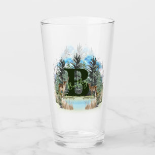 Akvarellhjort Personlig Monogram Bokstav B Glaskopp