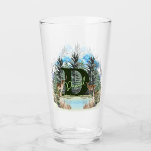 Akvarellhjort Personlig Monogram Bokstav D Glaskopp
