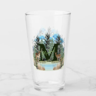 Akvarellhjort Personlig Monogram Bokstav M Glaskopp
