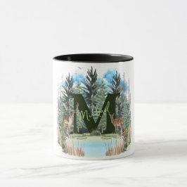 Akvarellhjort Personlig Monogram Bokstav M Mugg