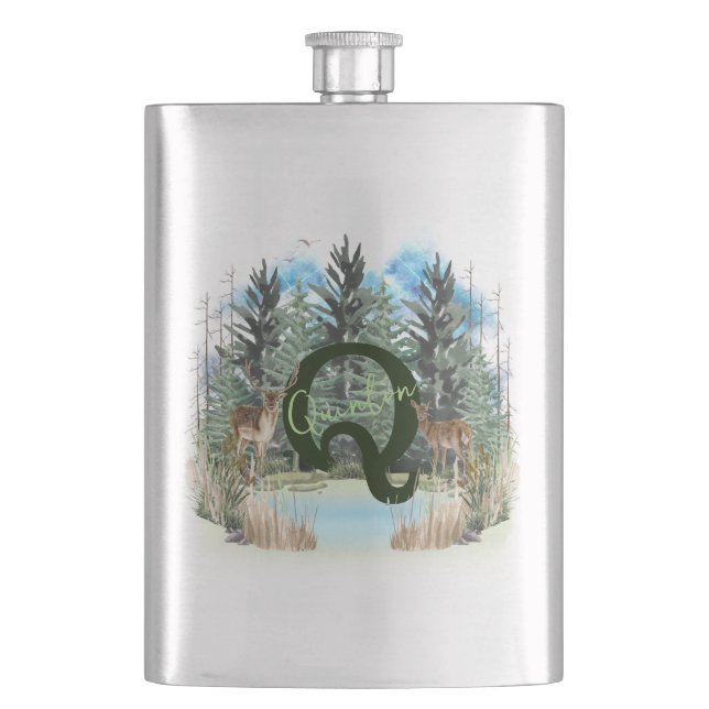 Akvarellhjort Personlig Monogram Bokstav Q Fickplunta (Framsidan)