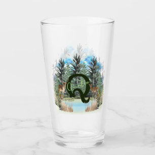 Akvarellhjort Personlig Monogram Bokstav Q Glaskopp