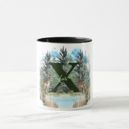 Akvarellhjort Personlig Monogram Bokstav X Mugg