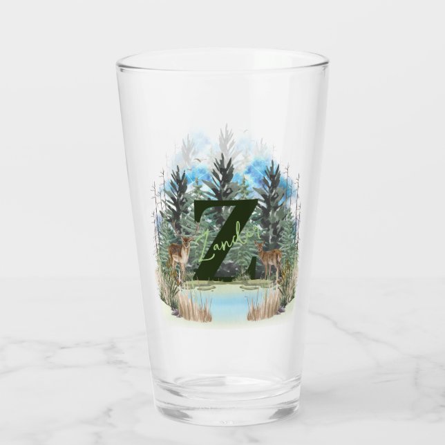 Akvarellhjort Personlig Monogram Bokstav Z Glaskopp (Baksida)