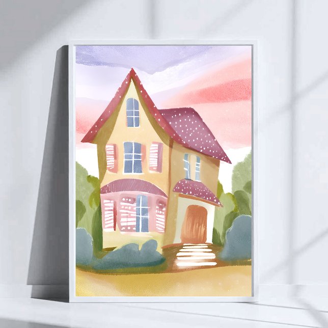 Akvarellhus | Vackert Målad Poster (Skapare uppladdad)