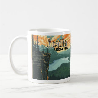 Akvarellillustration av Acadia nationalpark i retr Kaffemugg
