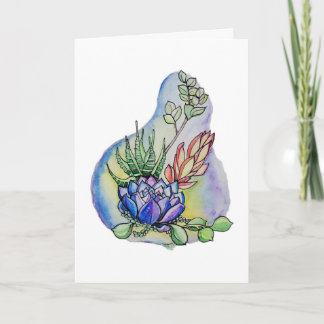 Akvarellillustration av suckulentbukett kort