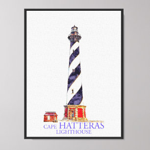Akvarellillustration Cape Hatteras fyr Fototryck