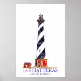 Akvarellillustration Cape Hatteras fyr Poster