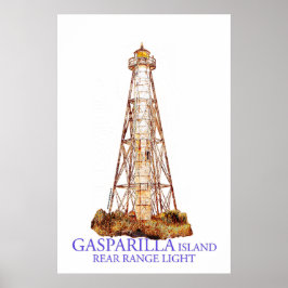 Akvarellillustration Gasparilla Island Light Poster
