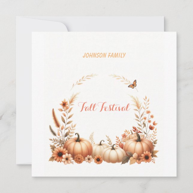 Akvarellillustration Höstfest Julkort (Framsida)