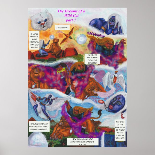 Akvarellillustration Serietidning Kort fantasyberä Poster (Framsidan)