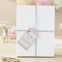 Akvarelljordgubbar Whimsical Bebis Shower Presentetikett