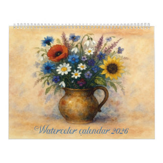 Akvarellkalender 2026 Blomsterkruka Kalender