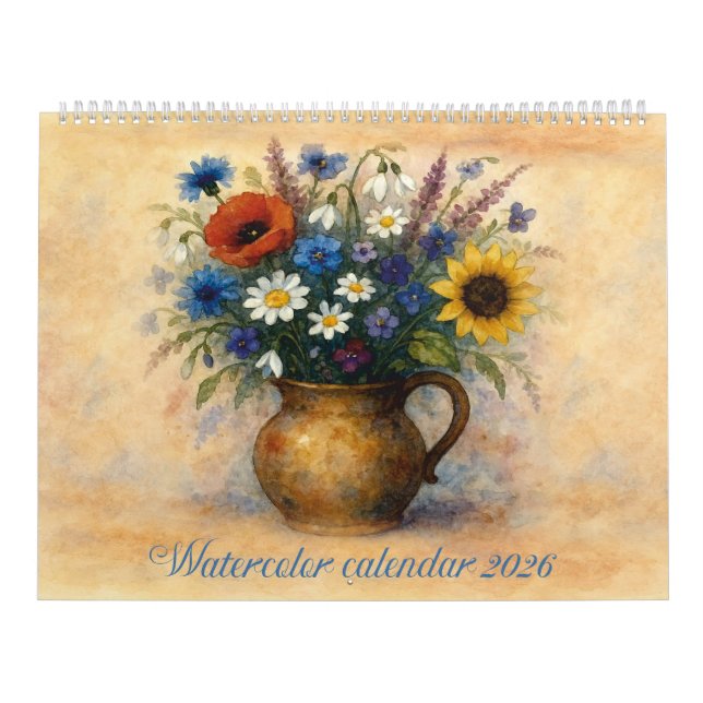 Akvarellkalender 2026 Blomsterkruka Kalender (Omslag)