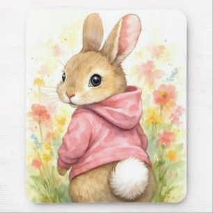 Akvarellkanin i rosa hoodie musmatta