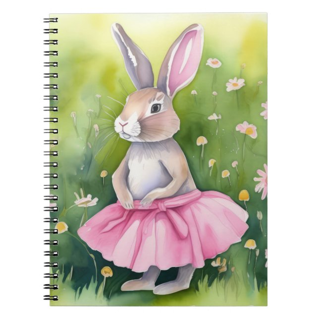 Akvarellkanin i rosa tutu anteckningsbok (Framsidan)