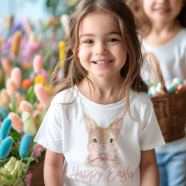 Akvarellkanin med rosa rosett | Söt påskkanin T Shirt