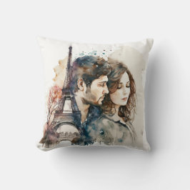 Akvarellkärlek i Paris Kudde