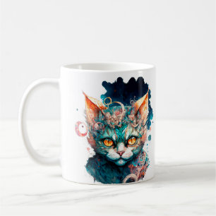 Akvarellkatt i steampunk-stil kaffemugg