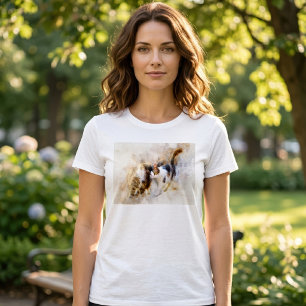 Akvarellkatter som nosar i mjuk abstrakt konst t shirt