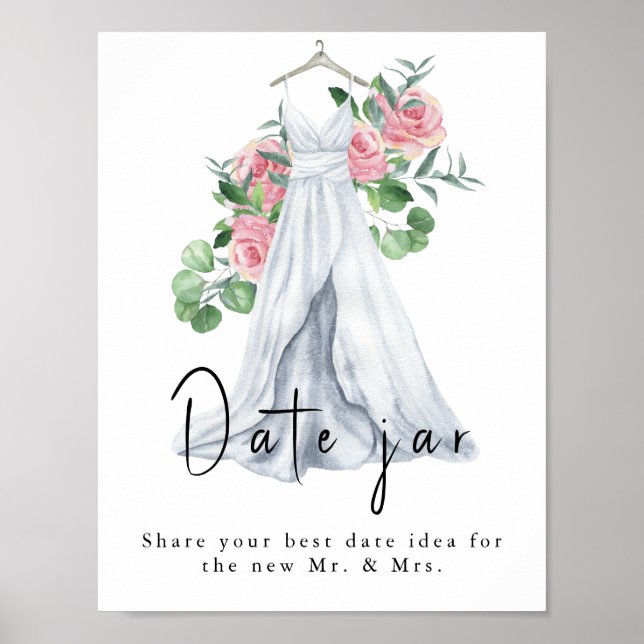 Akvarellklänning med blommor - datum natt idéer poster (Framsidan)