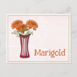 Akvarellkonst Marigoldblomma Oktober Födelsedag Vykort