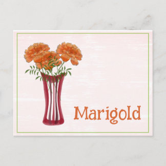 Akvarellkonst Marigoldblomma Oktober Födelsedag Vykort