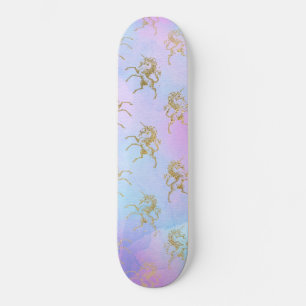 Akvarellkonst mjuka färger gyllene enhörning fanta mini skateboard bräda 18,5 cm