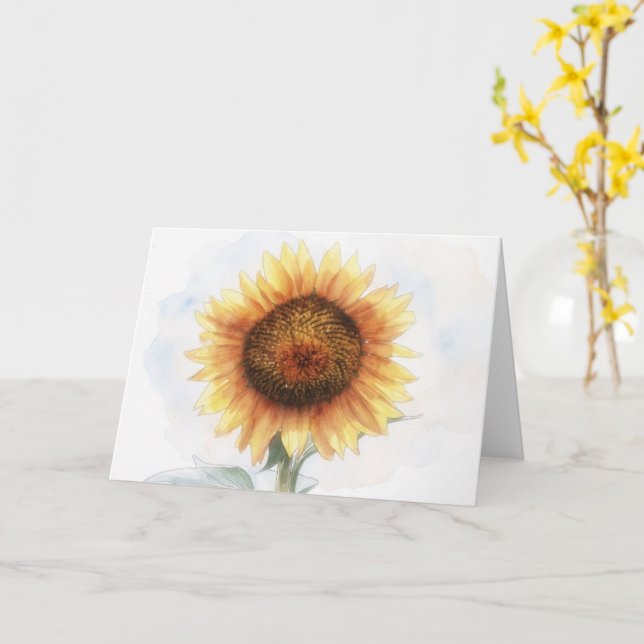Akvarellkonst Solros Blommig konst Notkort Kort (Gul blomma)