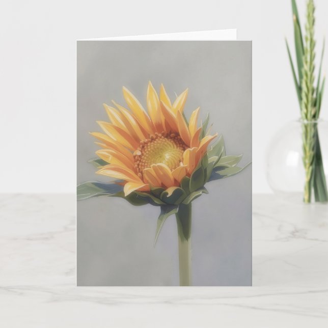 Akvarellkonst Solros Blommig Vykort (Framsida)