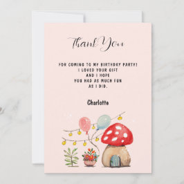 Akvarellkonst Söt Svamp och Blommor Tack Kort