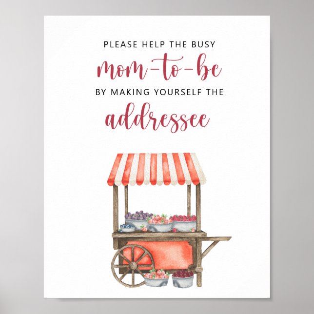 akvarellkorg jordgubbe blivande mamma poster (Framsidan)