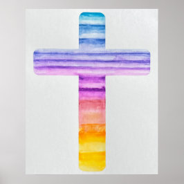 Akvarellkors/ Korskonst/ Kristen konst/ Jesus Poster